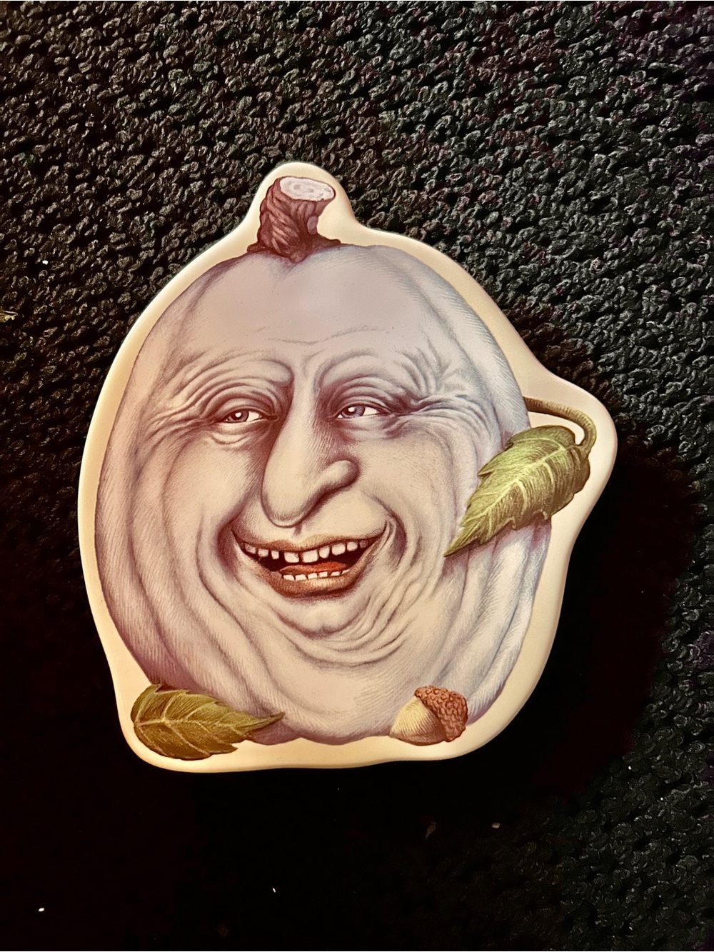 Whimsical Smiling Pumpkin Plate - Purple Tones